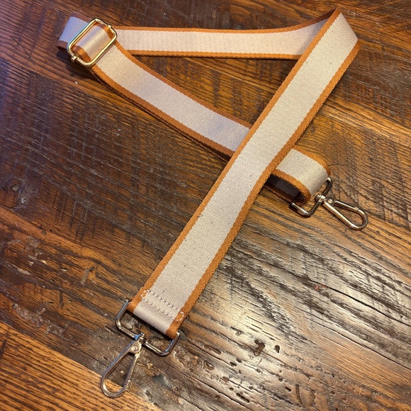 Tan and Khaki Adjustable Crossbody Strap - adjusts from 27" to 47" in length - Picture 1 of 7